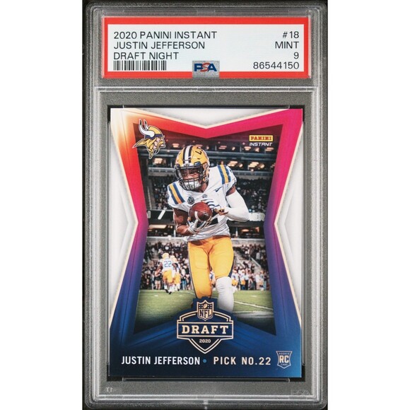 Justin Jefferson 2020 Panini NFL Draft Night Card 1 of 574 PSA 9 MINT Vikings - Picture 1 of 2